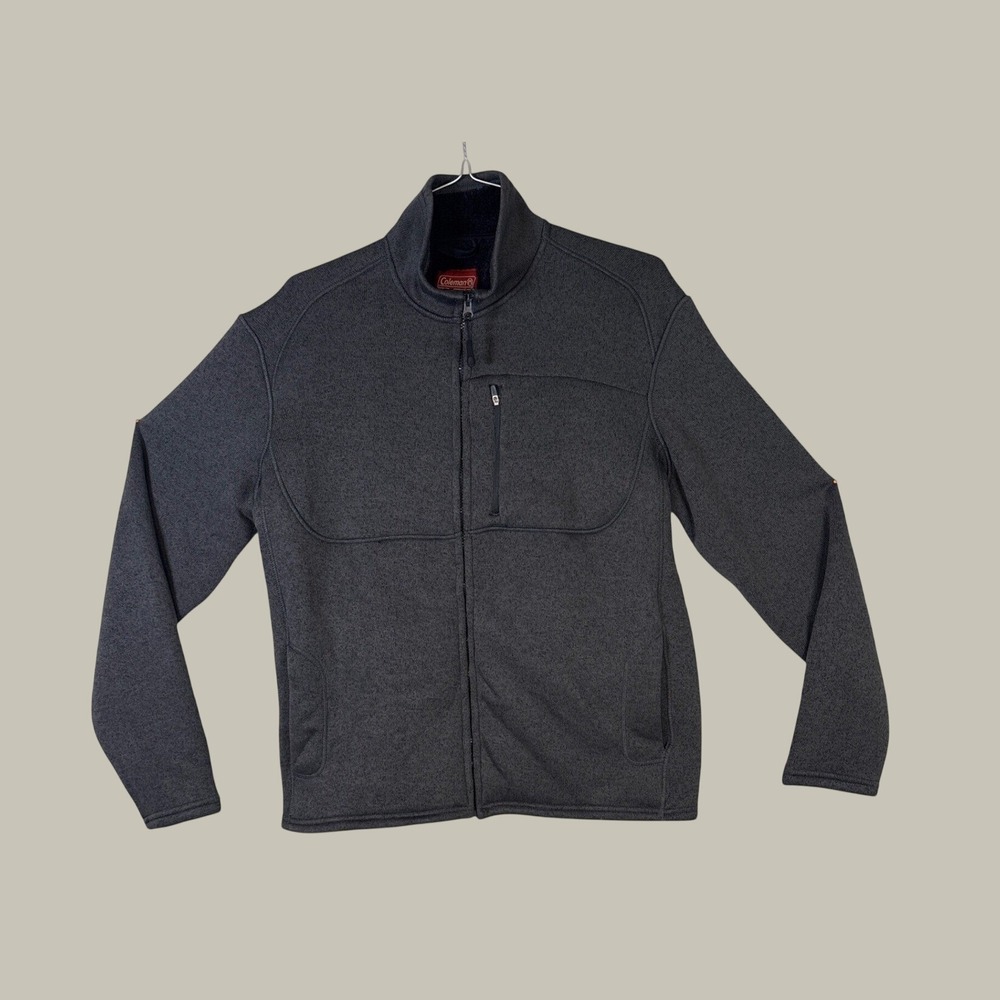 Coleman Mens Full Zip Sherpa Lined Sweater Fleece Jacket Gray Large RSZF9D3372